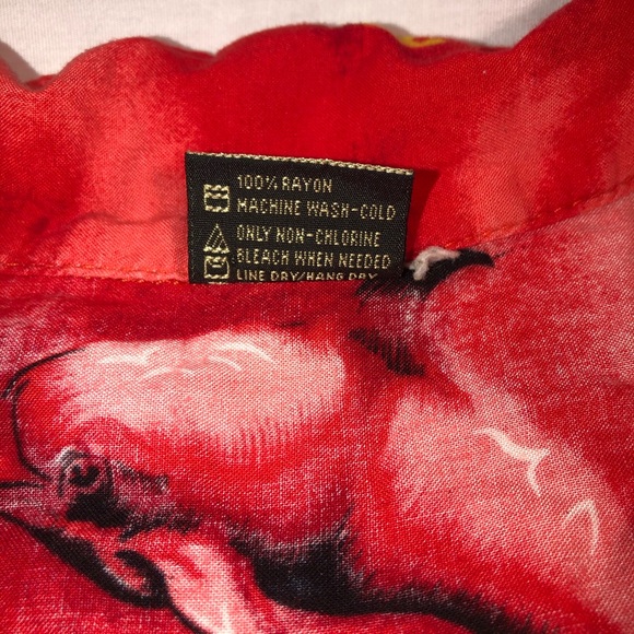 Men’s In Gear Tropical Fish Short Sleeve Casual Button Up Shirt Size Large Red - Picture 5 of 6